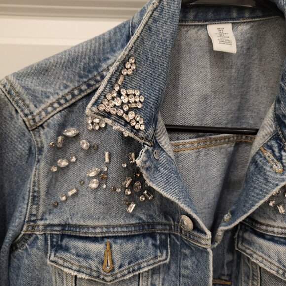 Denim Jacket with beaded crystals size US 8/EUR 38 - Picture 7 of 8